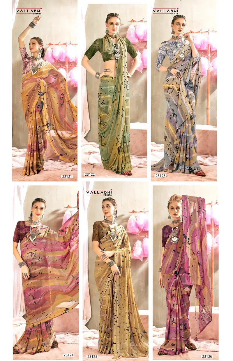 Regina Vol 6 By Vallabhi Daily Wear Georgette Printed Sarees Wholesale Online